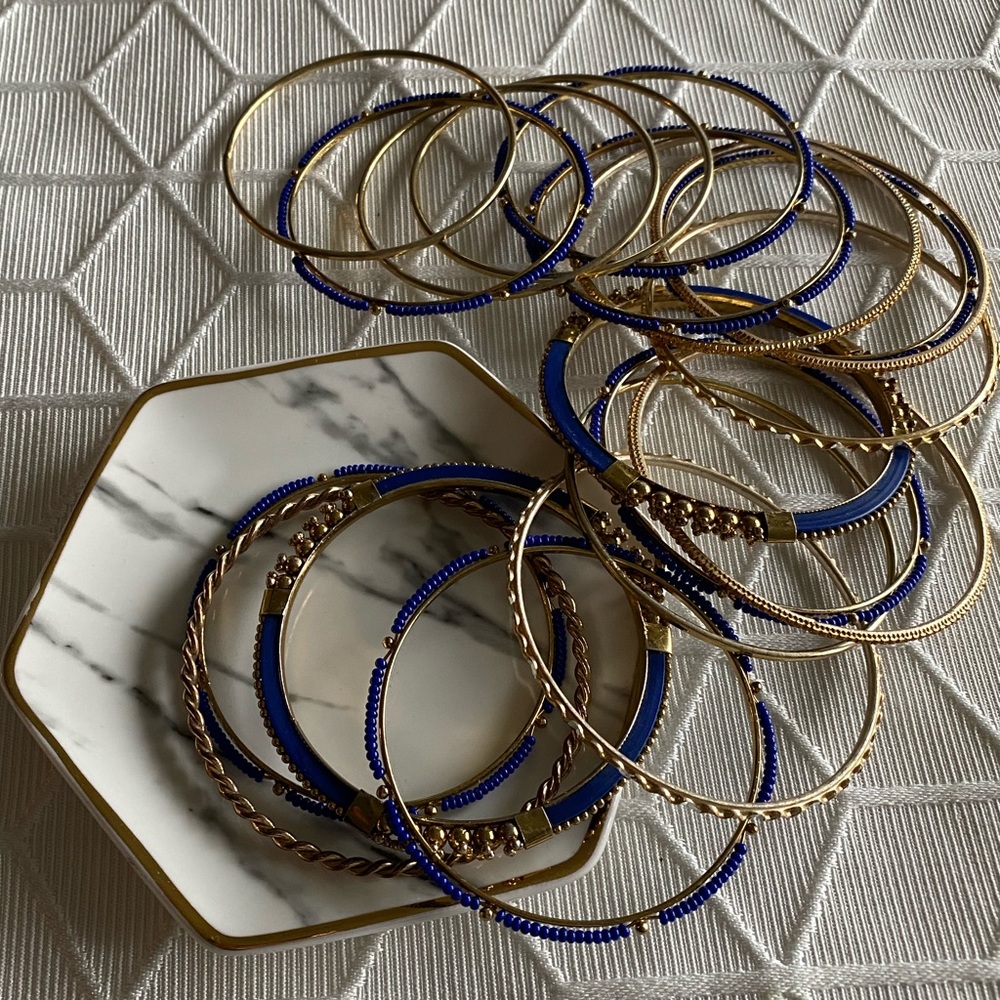 Multiple Stack Bracelets Cobalt Blue & Gold - image 1